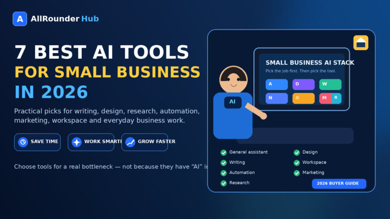 Best AI tools for small business in 2026 for writing, design, research, automation and marketing