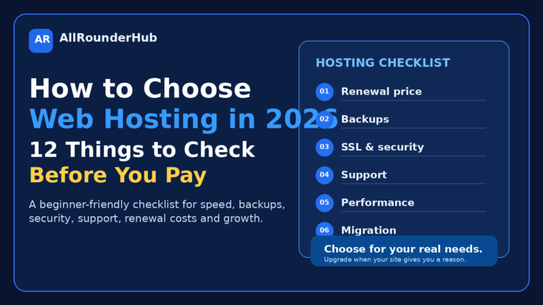How to choose web hosting in 2026 with a hosting checklist for beginners