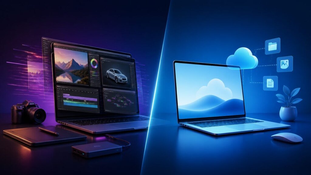 Windows laptop vs Chromebook comparison illustration